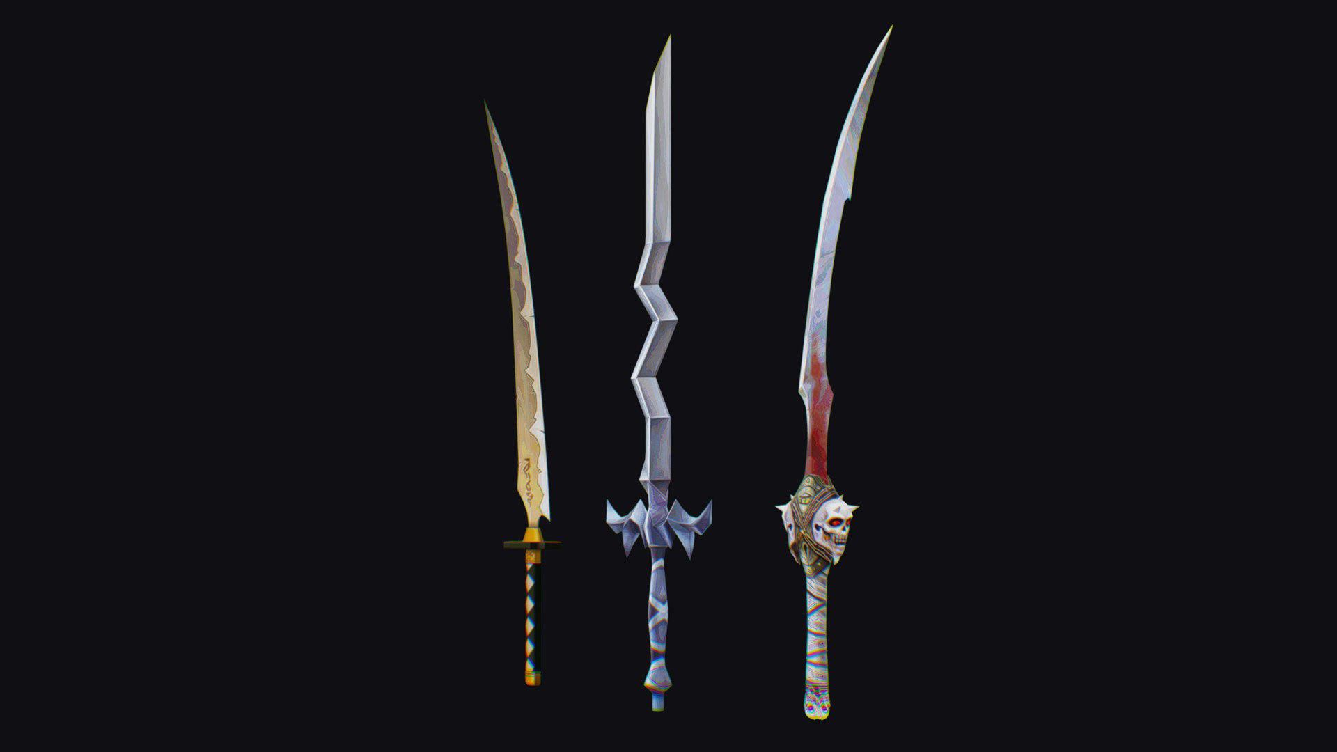 Sword Edged Weapon One Handed Medieval Melee Knife Iron Blade Low-poly 3D model_4