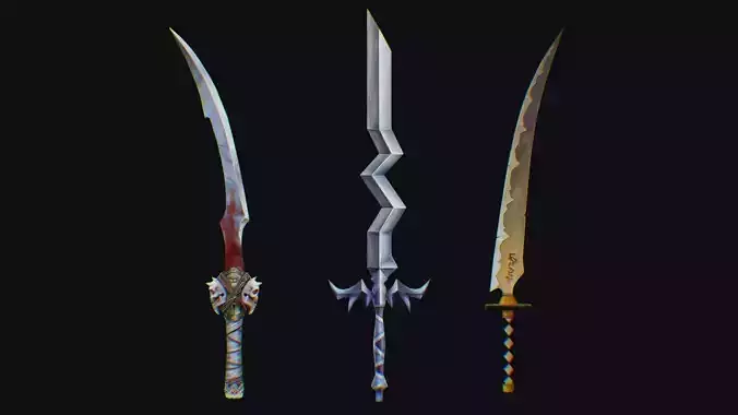 Sword Edged Weapon One Handed Medieval Melee Knife Iron Blade Low-poly 3D model