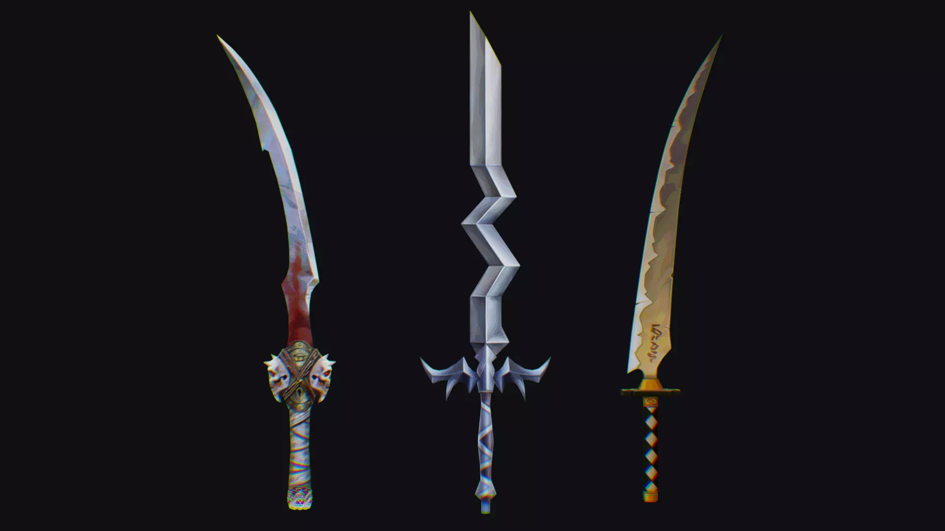 Sword Edged Weapon One Handed Medieval Melee Knife Iron Blade Low-poly 3D model_0