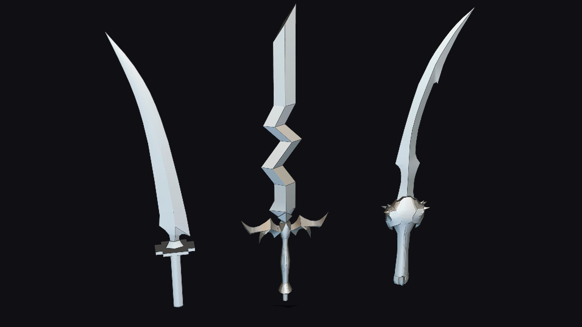 Sword Edged Weapon One Handed Medieval Melee Knife Iron Blade Low-poly 3D model_18