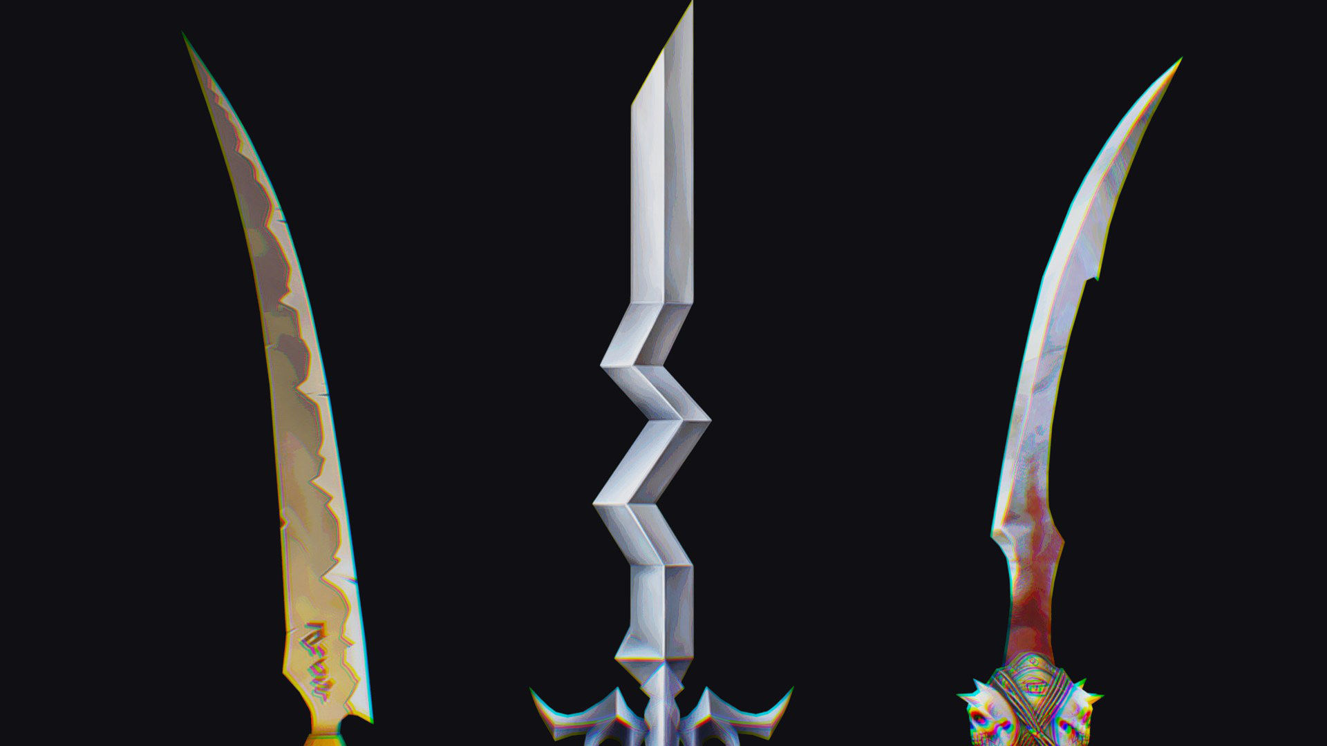 Sword Edged Weapon One Handed Medieval Melee Knife Iron Blade Low-poly 3D model_14