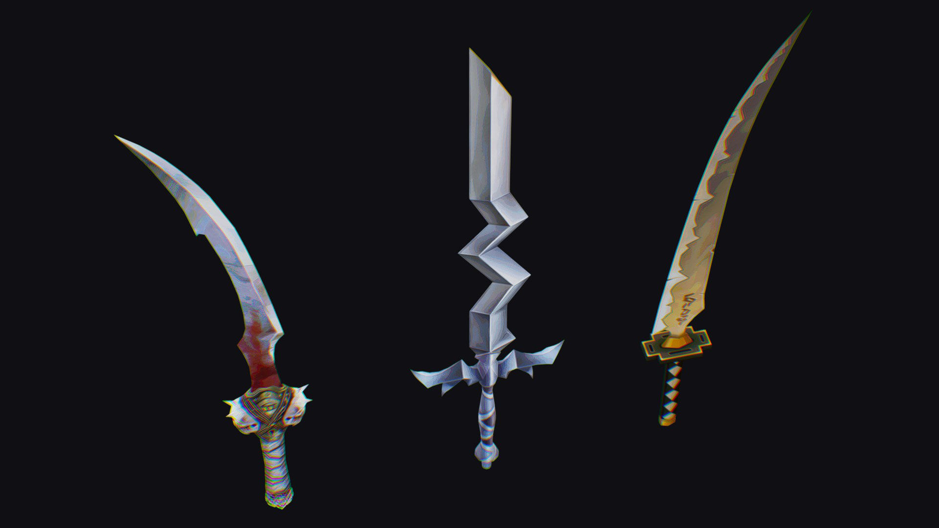 Sword Edged Weapon One Handed Medieval Melee Knife Iron Blade Low-poly 3D model_8