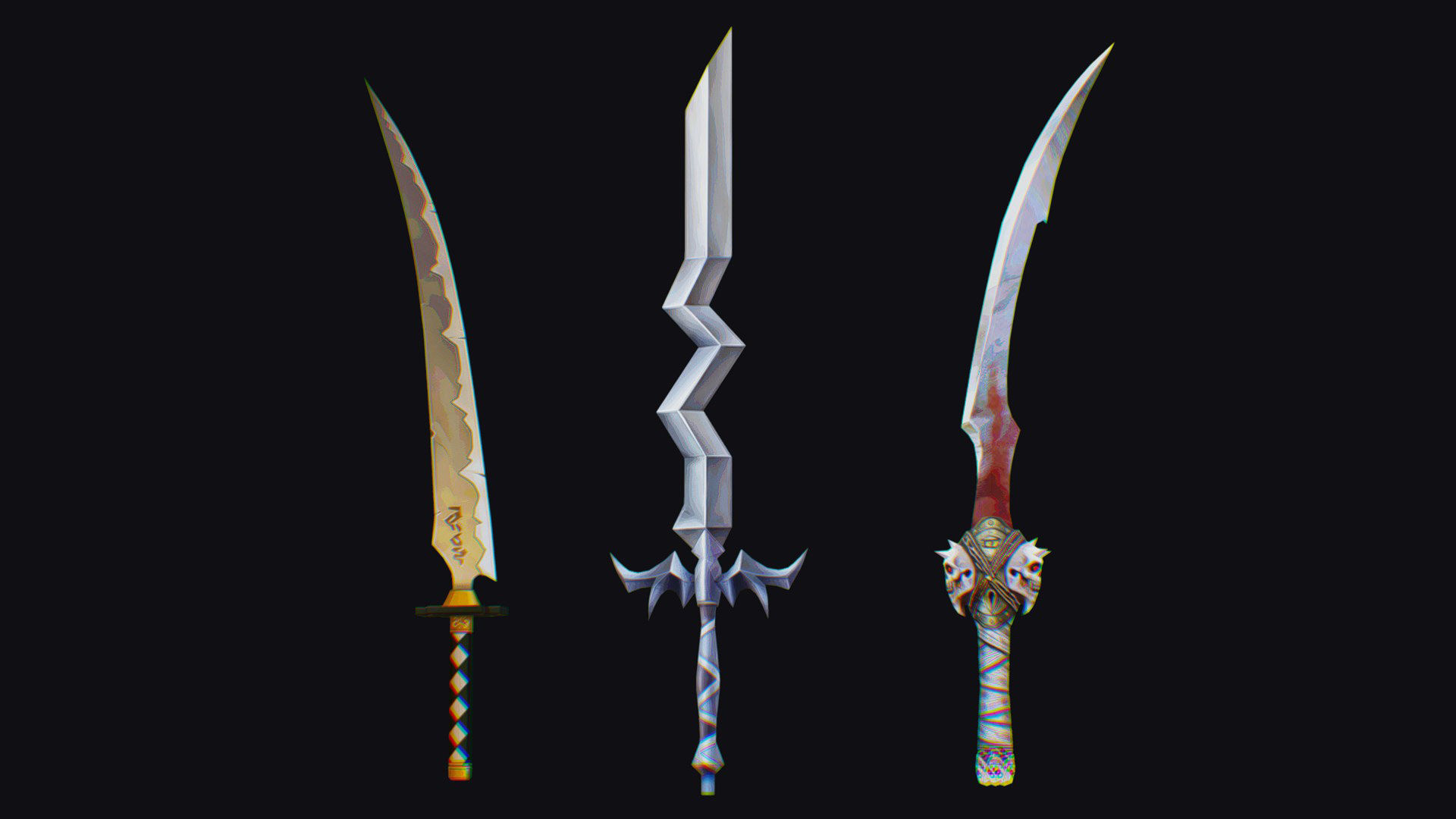 Sword Edged Weapon One Handed Medieval Melee Knife Iron Blade Low-poly 3D model_6