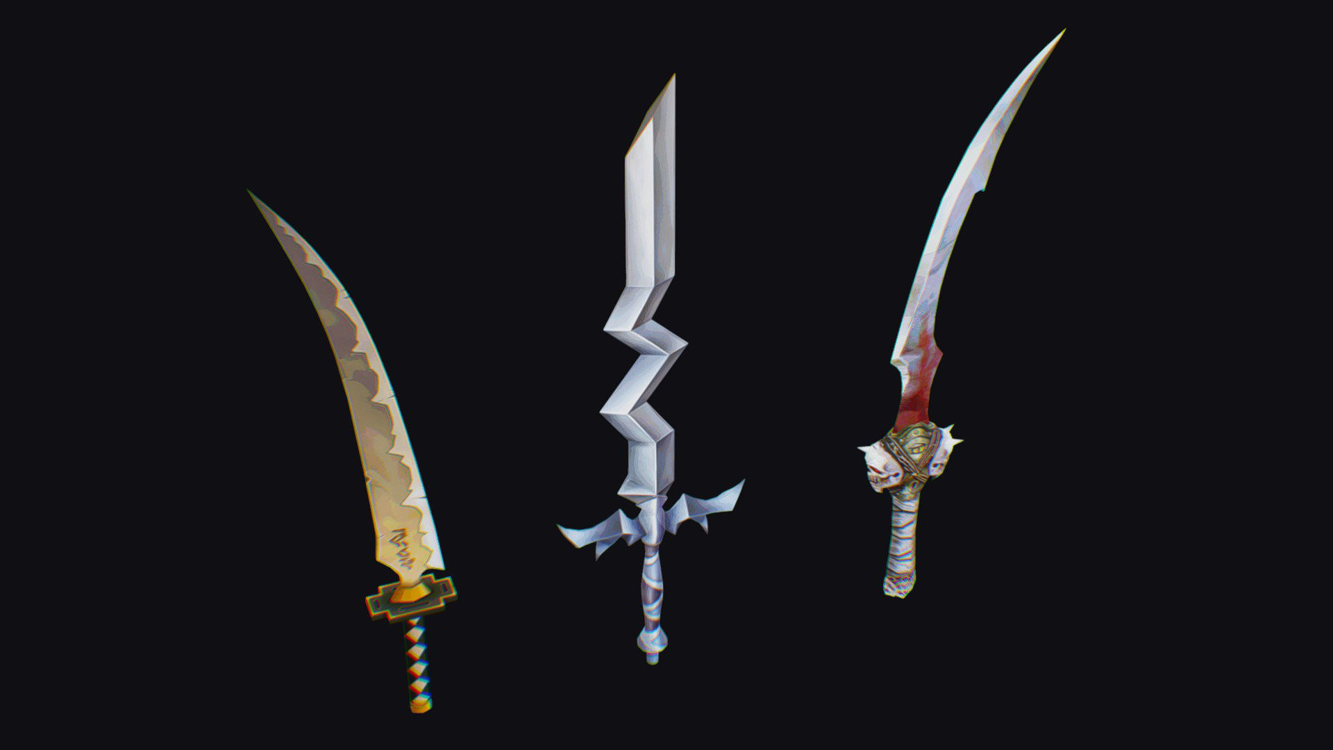 Sword Edged Weapon One Handed Medieval Melee Knife Iron Blade Low-poly 3D model_7