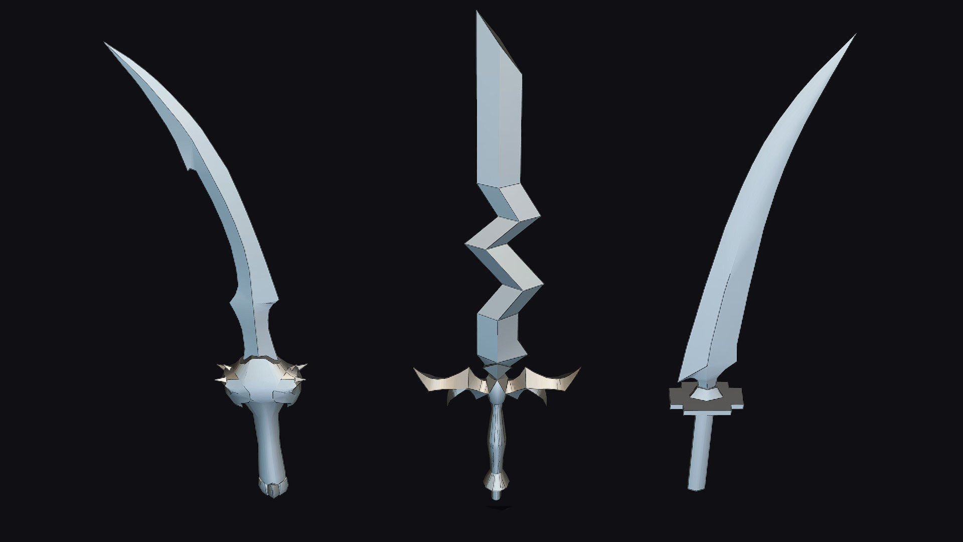 Sword Edged Weapon One Handed Medieval Melee Knife Iron Blade Low-poly 3D model_20