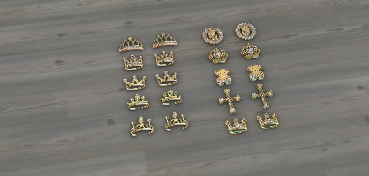 Aretes -Topitos para dama paquete de 10 -v- 3D print model_1