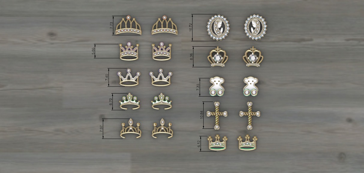 Aretes -Topitos para dama paquete de 10 -v- 3D print model_4