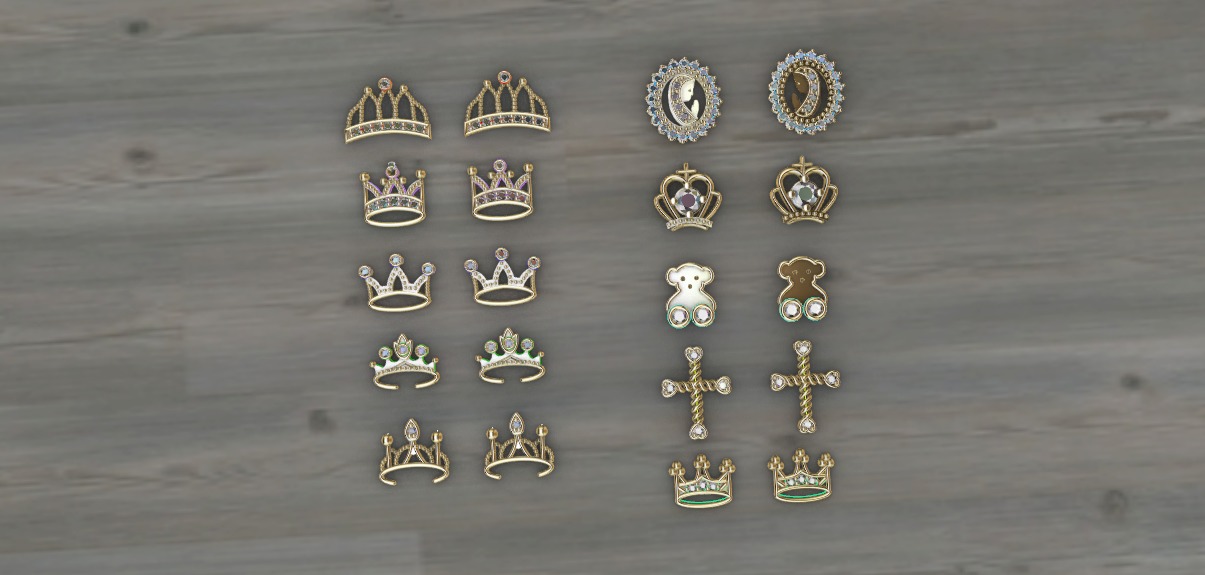 Aretes -Topitos para dama paquete de 10 -v- 3D print model_3