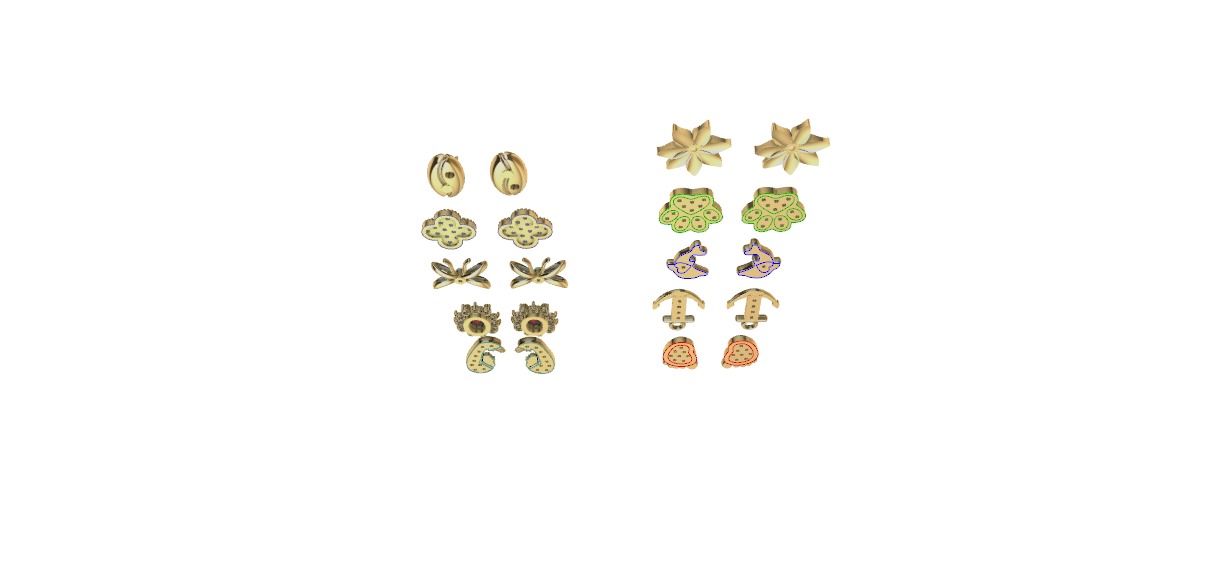  Aretes -Topitos para dama paquete de 10 -v- 3D print model_3