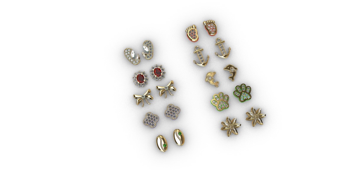  Aretes -Topitos para dama paquete de 10 -v- 3D print model_1