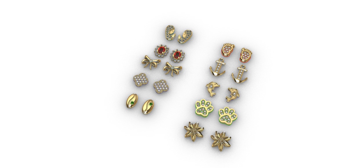  Aretes -Topitos para dama paquete de 10 -v- 3D print model_2