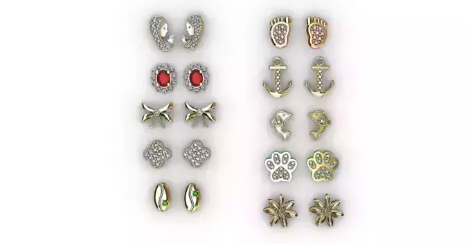  Aretes -Topitos para dama paquete de 10 -v-
