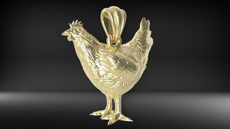 Hen Chicken Pendant 3D print model_8