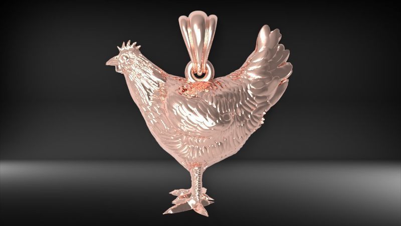 Hen Chicken Pendant 3D print model_6
