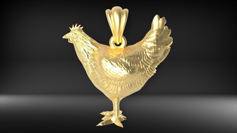 Hen Chicken Pendant 3D print model_3