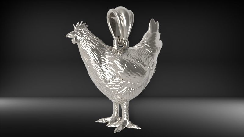 Hen Chicken Pendant 3D print model_13