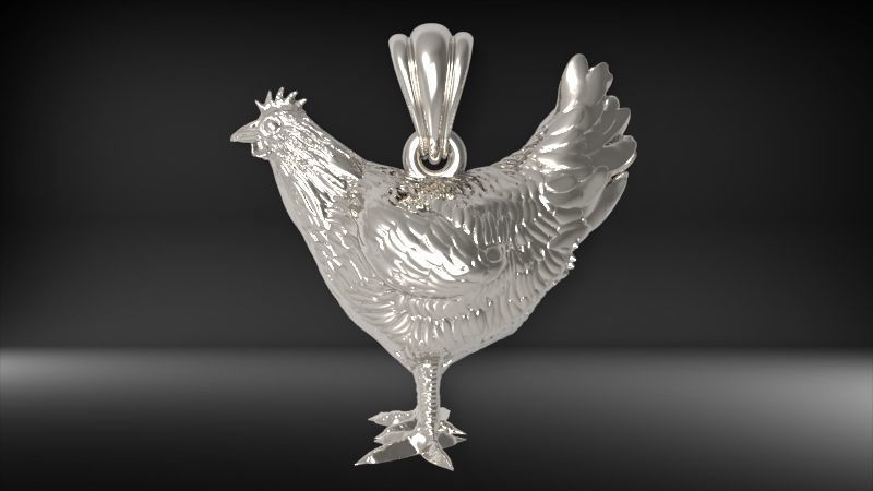 Hen Chicken Pendant 3D print model_18