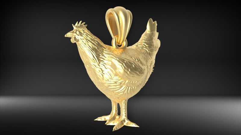 Hen Chicken Pendant 3D print model_11