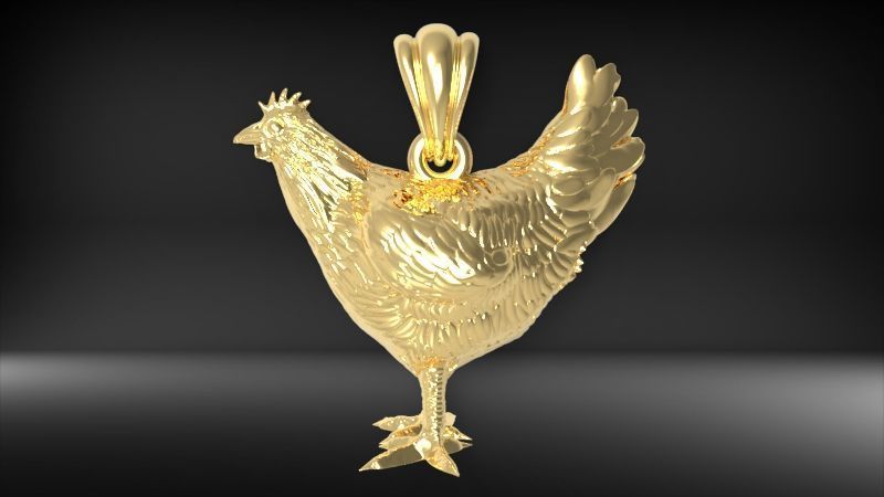 Hen Chicken Pendant 3D print model_2