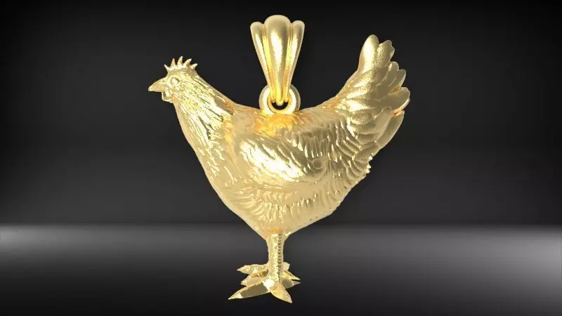 Hen Chicken Pendant 3D print model_0