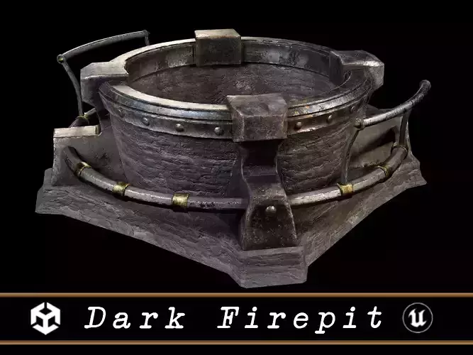 Medieval Dark Firepit Low-poly 3D model