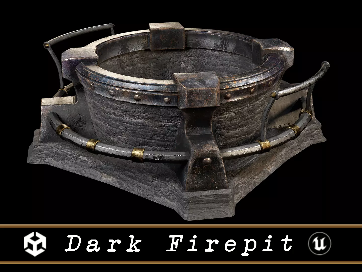 Medieval Dark Firepit Low-poly 3D model