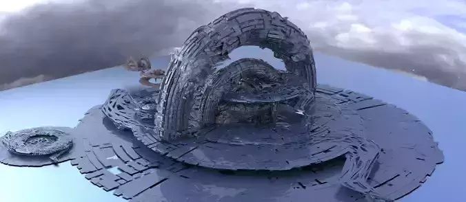 Genma Temple sci fi Structure kitbash extended 4 