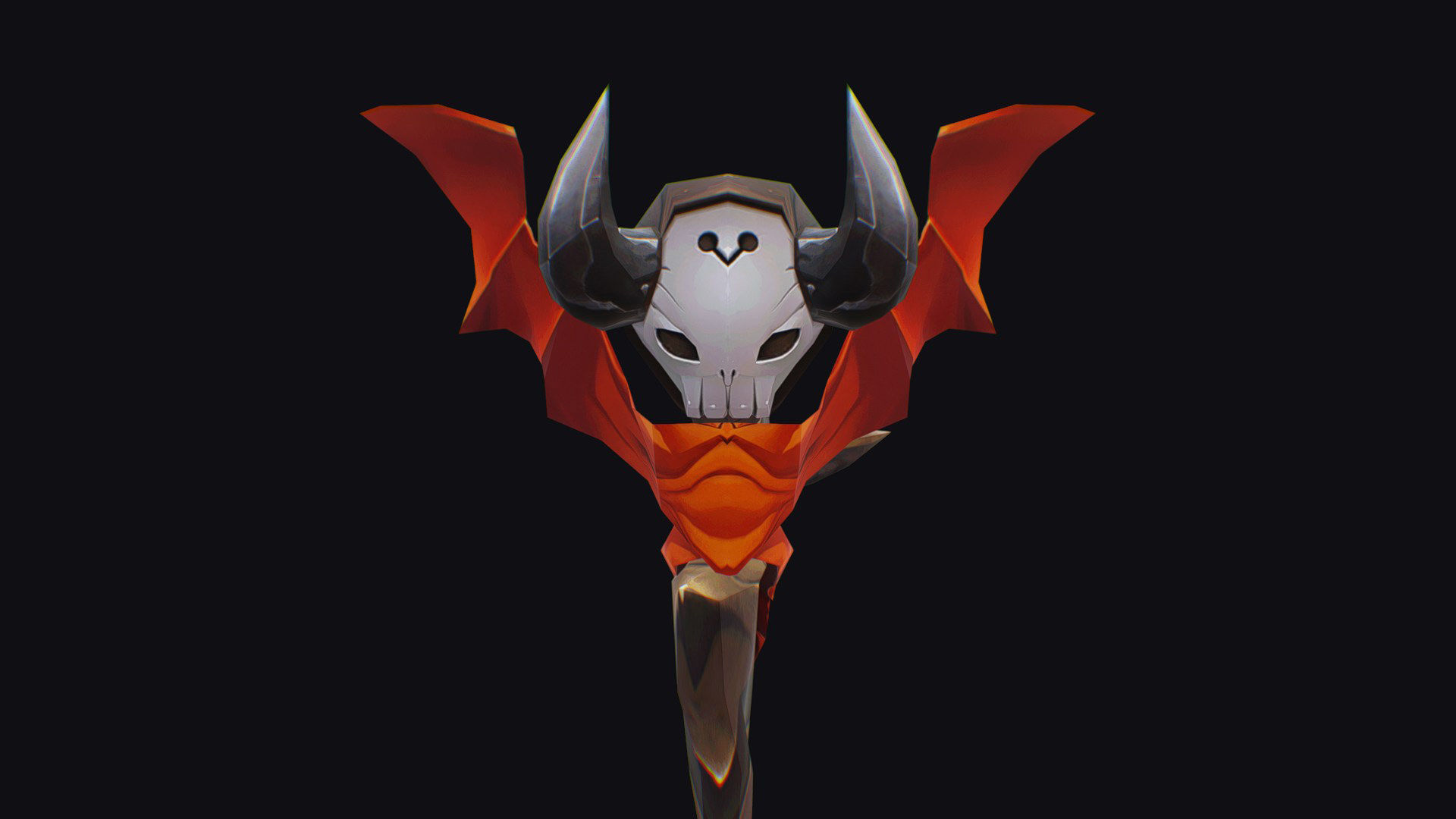 Magical Wand Wizard Wooden Weapon Skull Head Horn Scepter Low-poly 3D model_9