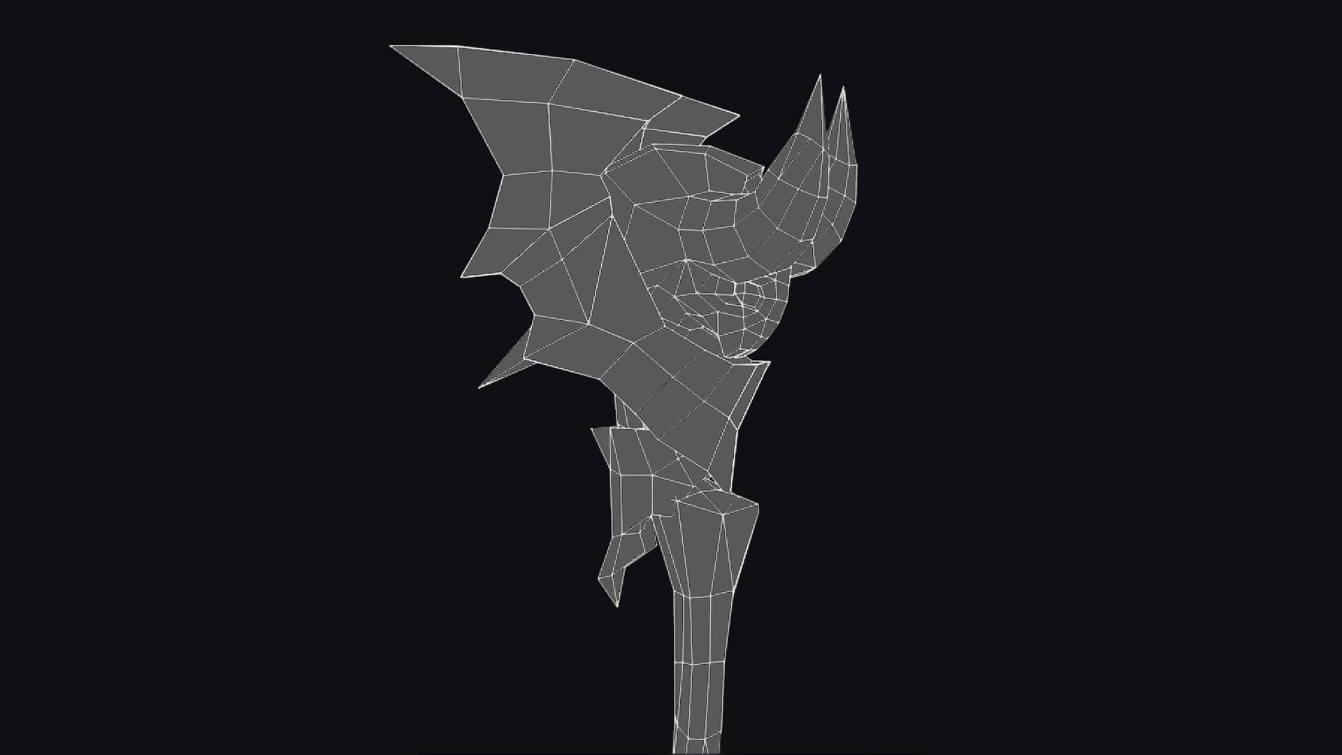 Magical Wand Wizard Wooden Weapon Skull Head Horn Scepter Low-poly 3D model_15