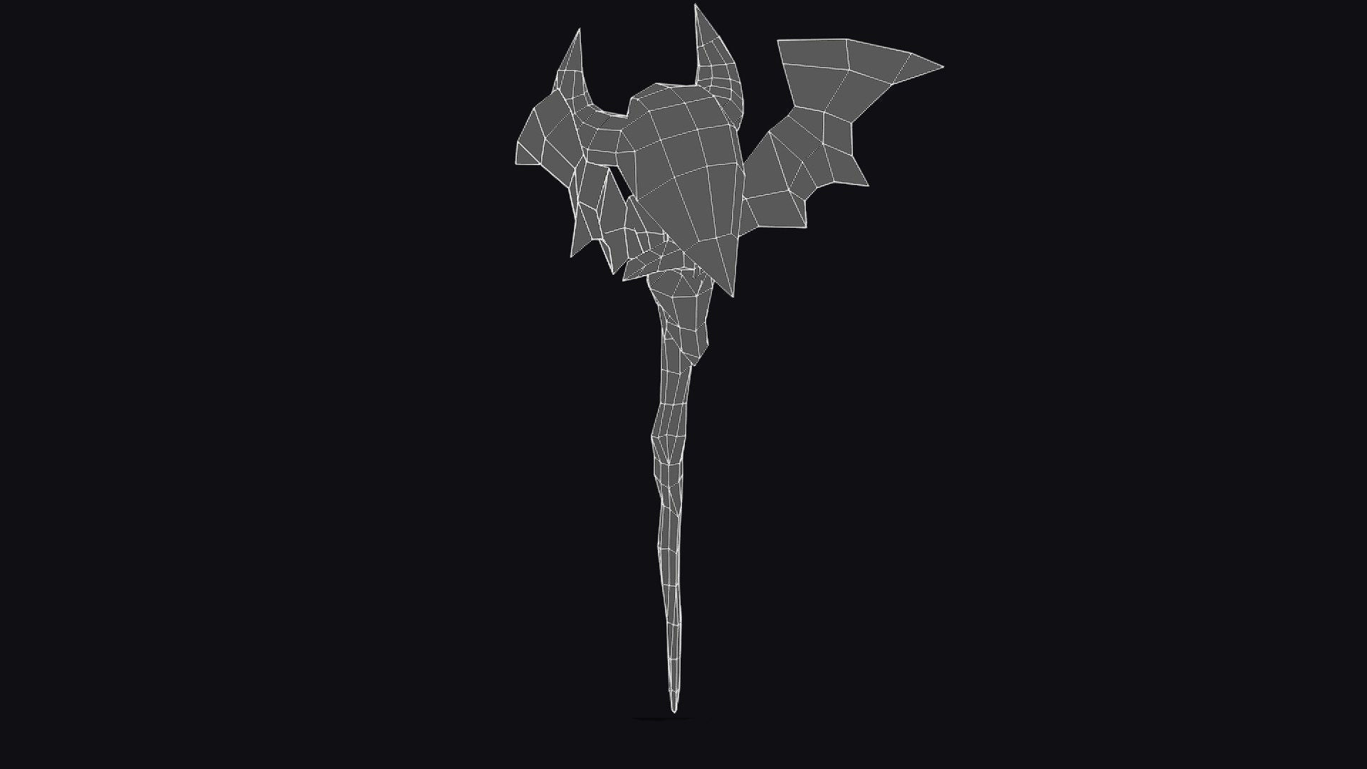 Magical Wand Wizard Wooden Weapon Skull Head Horn Scepter Low-poly 3D model_13