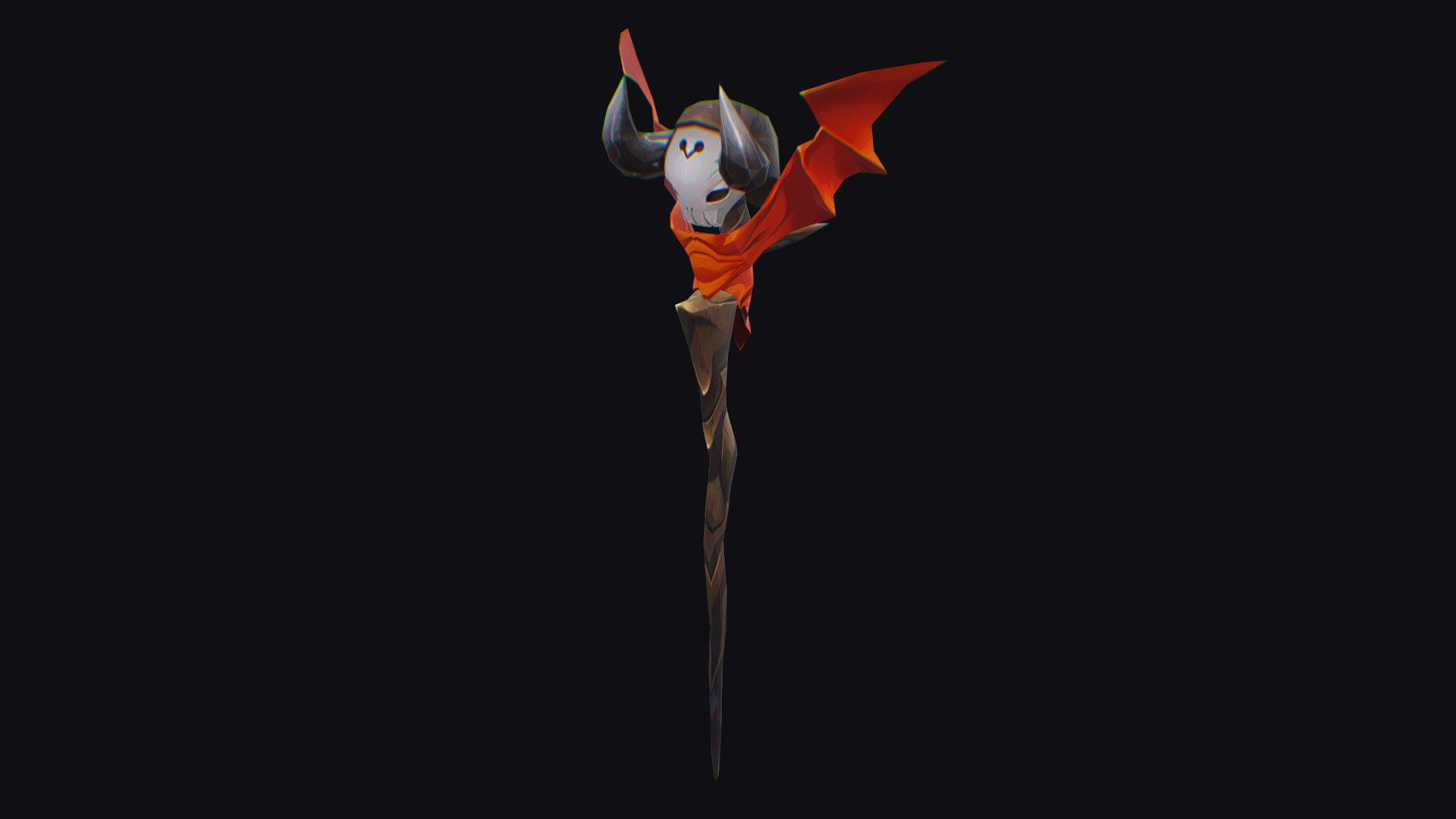 Magical Wand Wizard Wooden Weapon Skull Head Horn Scepter Low-poly 3D model_2