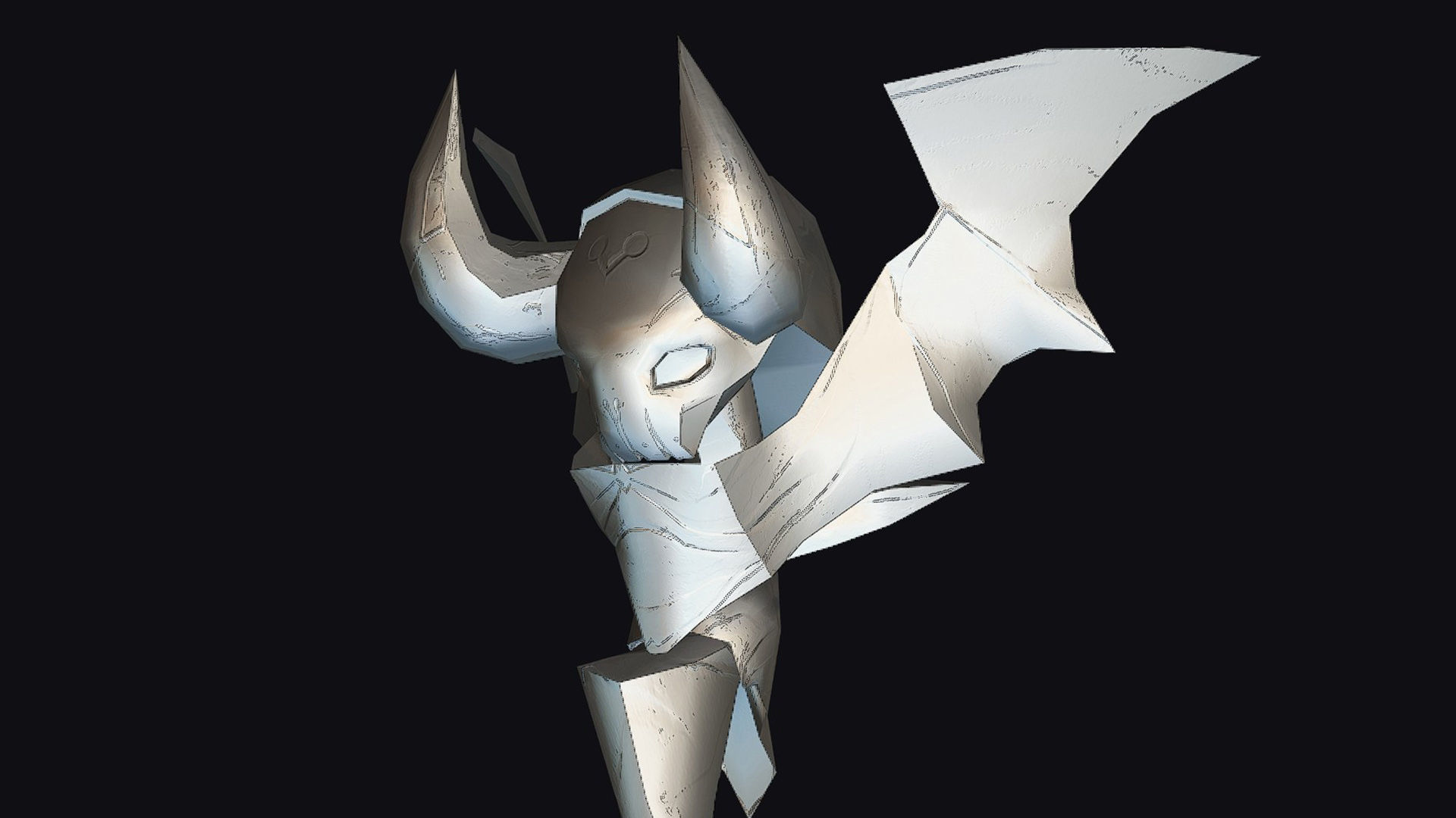 Magical Wand Wizard Wooden Weapon Skull Head Horn Scepter Low-poly 3D model_18