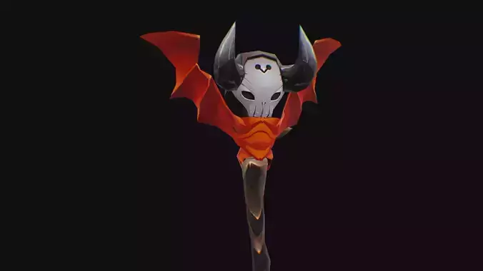 Magical Wand Wizard Wooden Weapon Skull Head Horn Scepter Low-poly 3D model