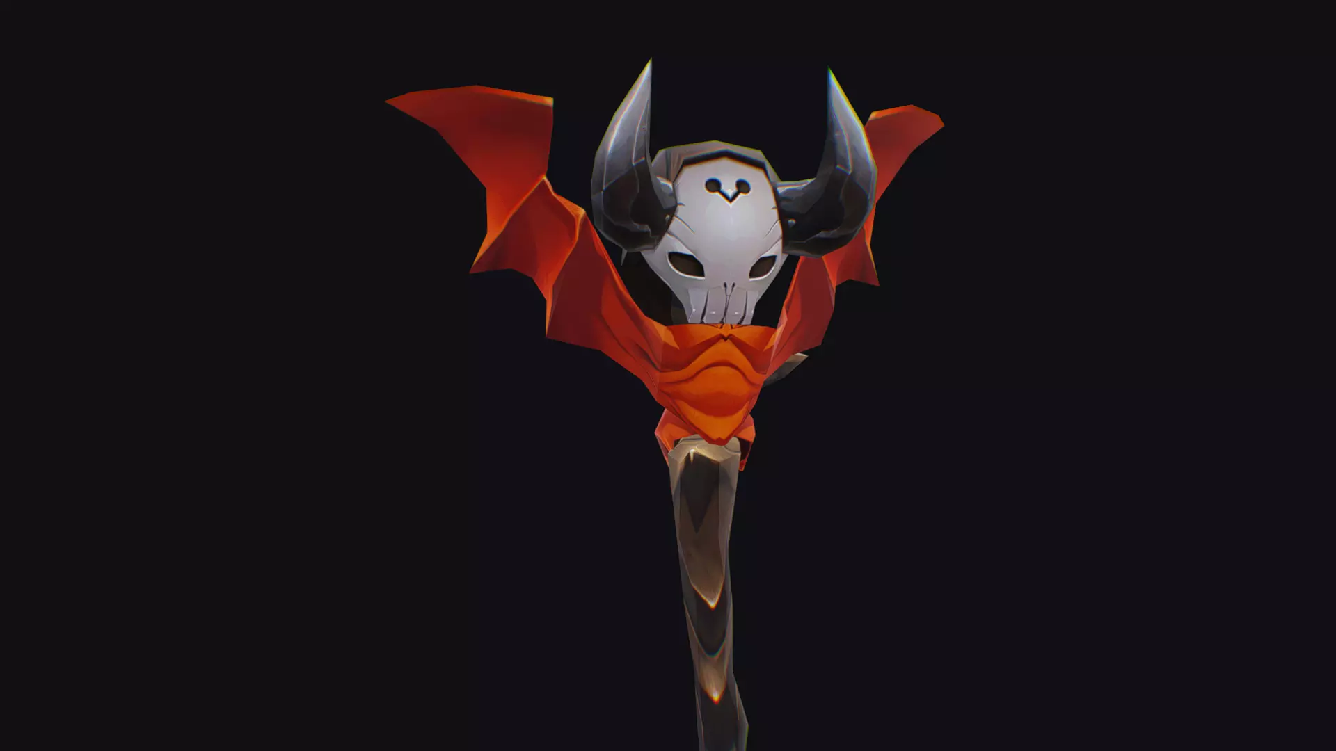 Magical Wand Wizard Wooden Weapon Skull Head Horn Scepter Low-poly 3D model_0