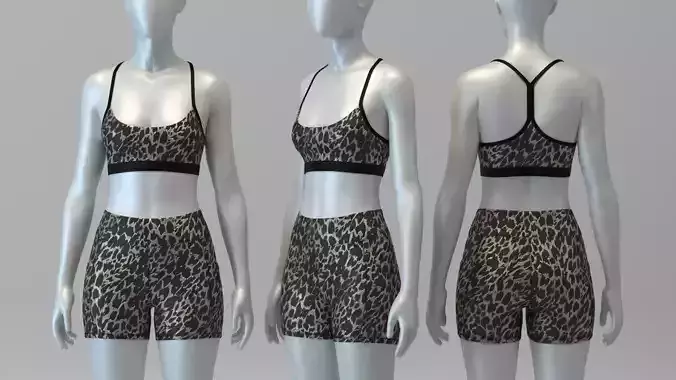 Leopard Print Sports Bra and Legging Shorts Set