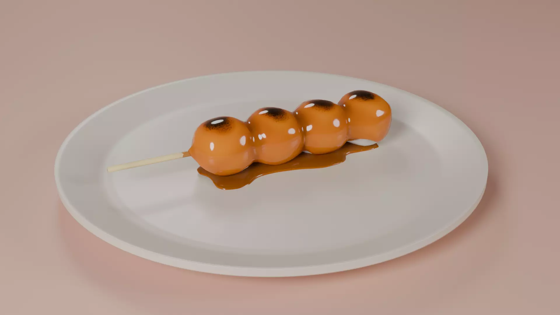 Mitarashi Dango Low-poly 3D model_0