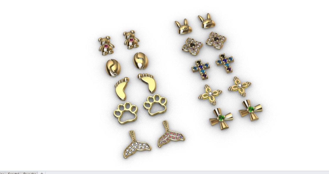 Aretes -Topitos para dama paquete de 10 -v- 3D print model_1