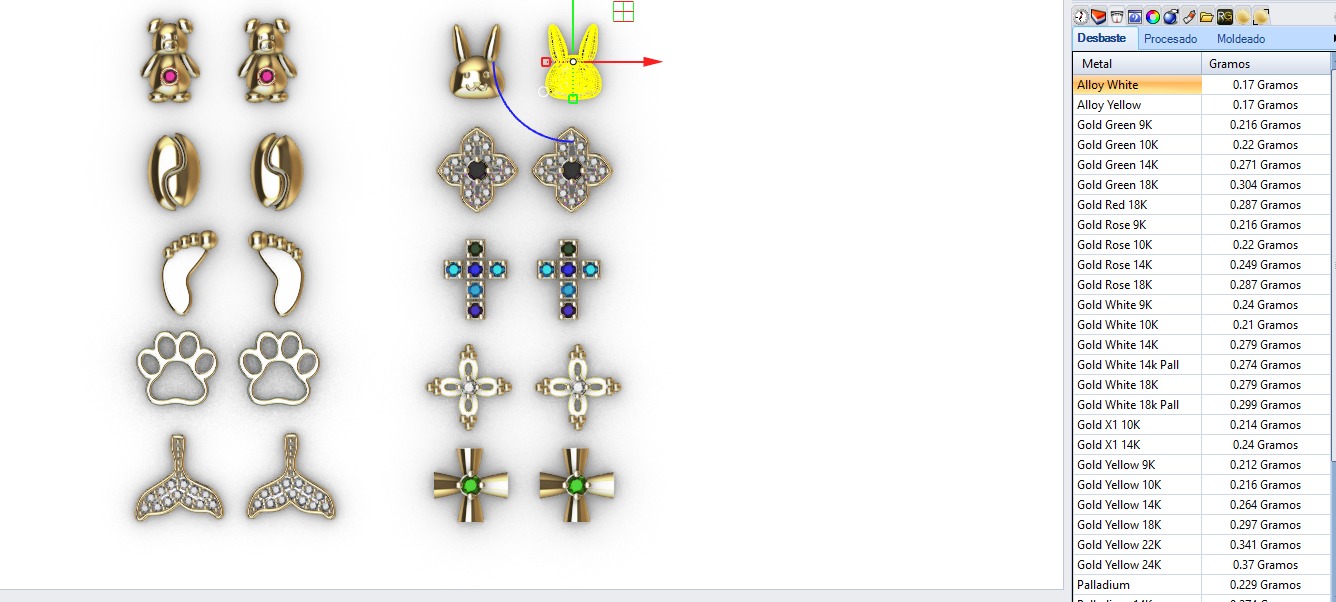 Aretes -Topitos para dama paquete de 10 -v- 3D print model_12