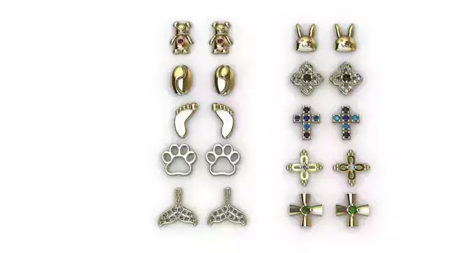 Aretes -Topitos para dama paquete de 10 -v- 3D print model