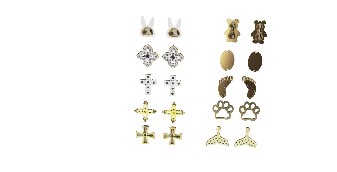 Aretes -Topitos para dama paquete de 10 -v- 3D print model_2