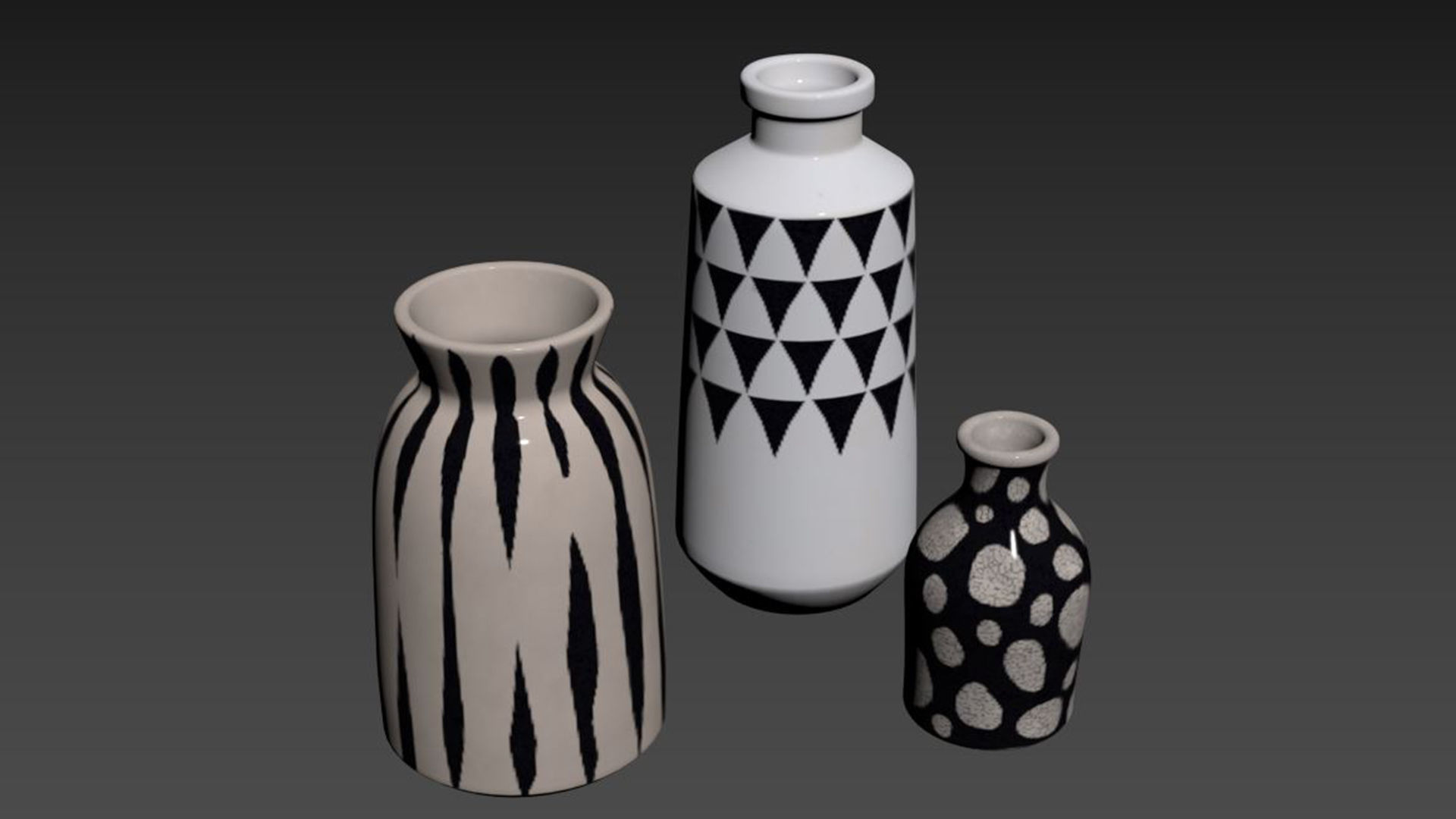 Black And White Vase 3D model_5