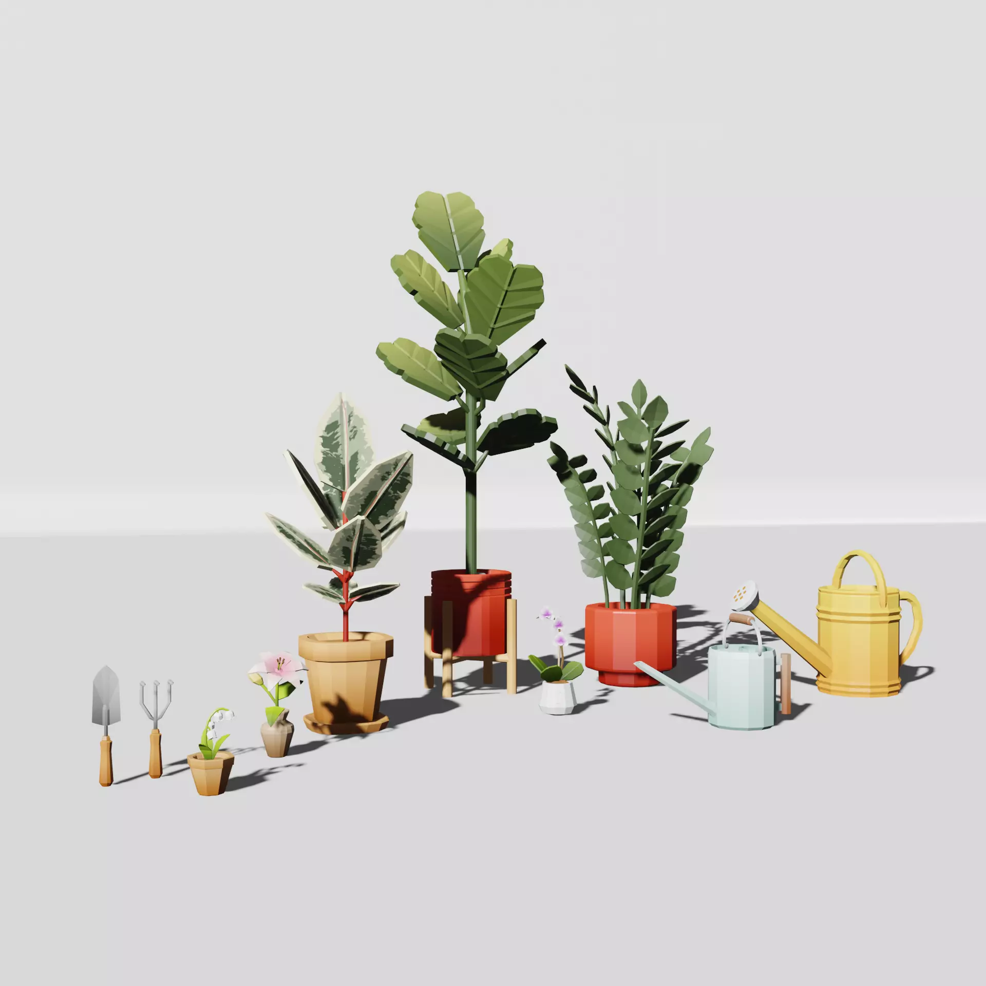 FREE COLORIZED-10 MODELS-LOW POLY-Garden Game Asset Pack Free low-poly 3D model