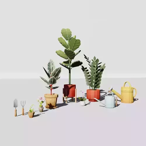 FREE COLORIZED-10 MODELS-LOW POLY-Garden Game Asset Pack