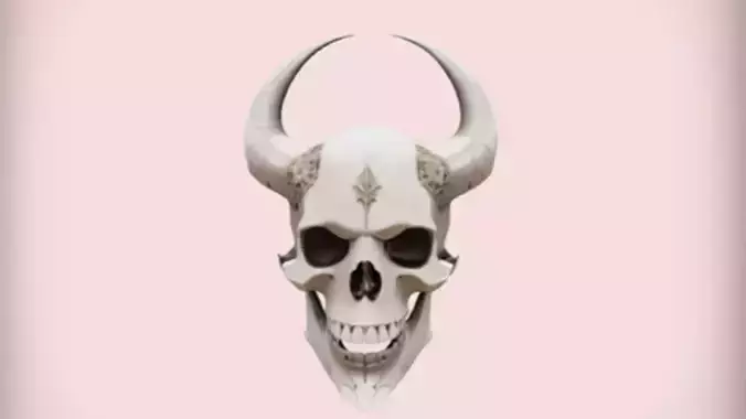 ornamental horned skull 3D Game Ready Model