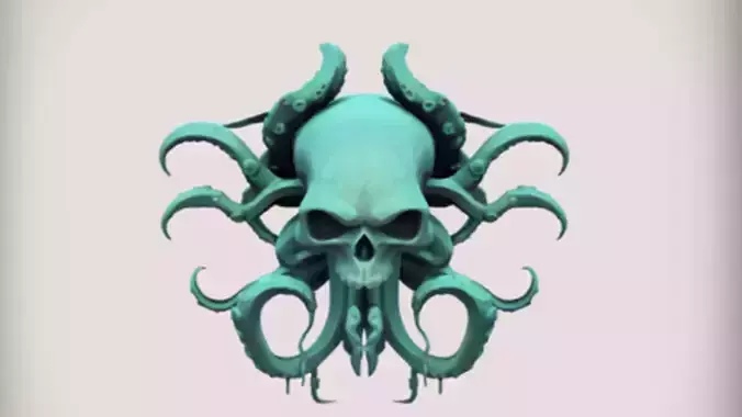 octopus skull hybrid  3D Game Ready Model