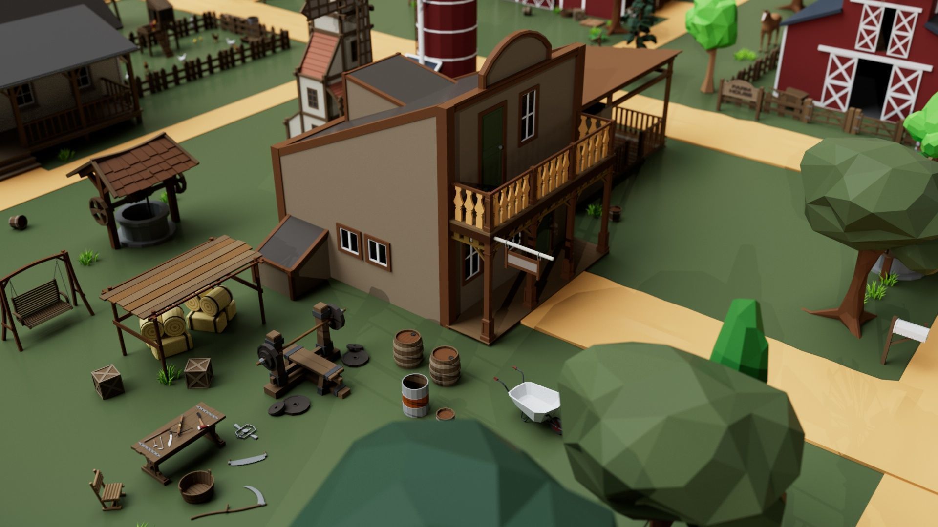 Farm House and Animals Mega Pack for Game Ready Low-poly 3D model_14