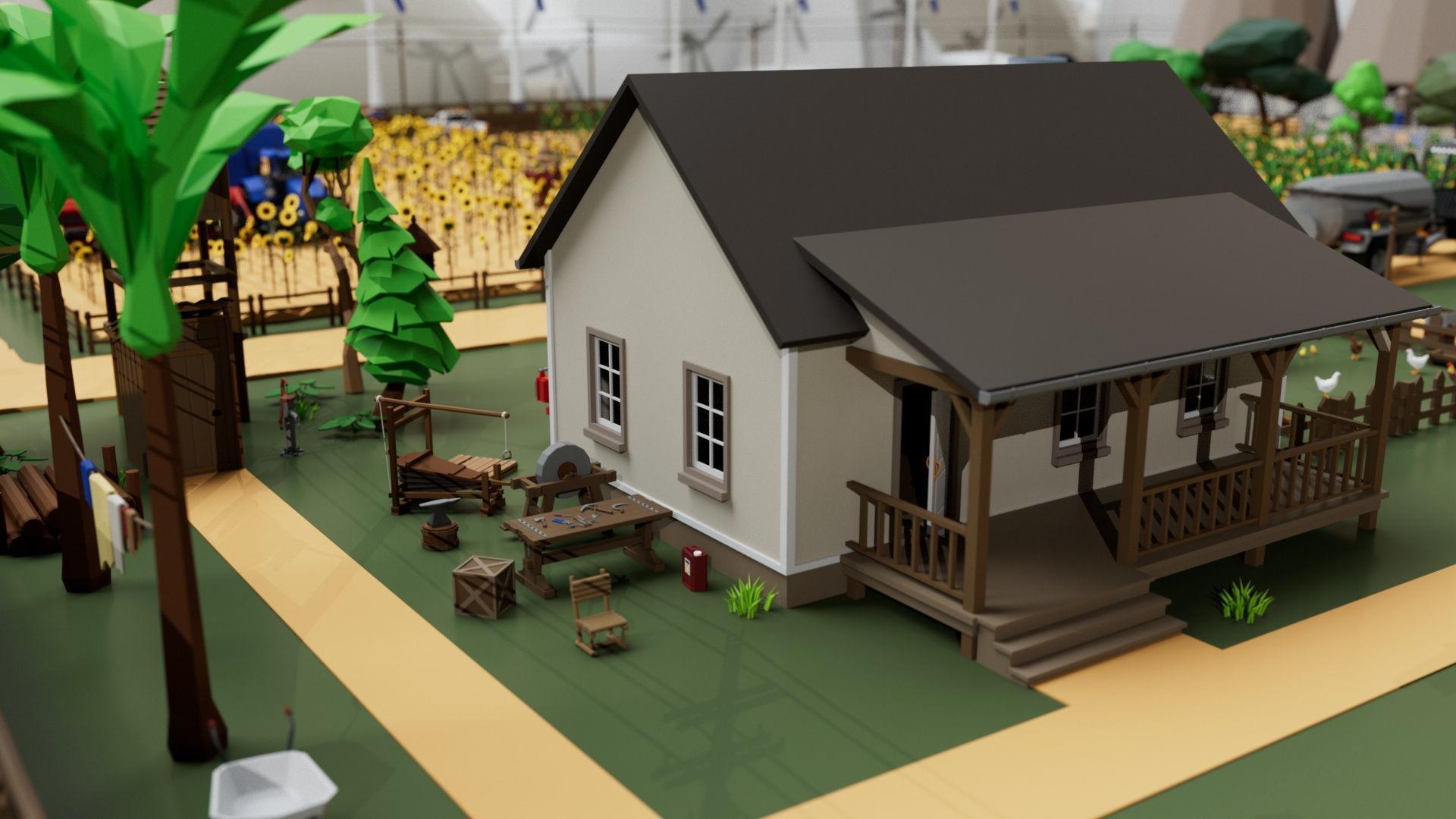 Farm House and Animals Mega Pack for Game Ready Low-poly 3D model_15