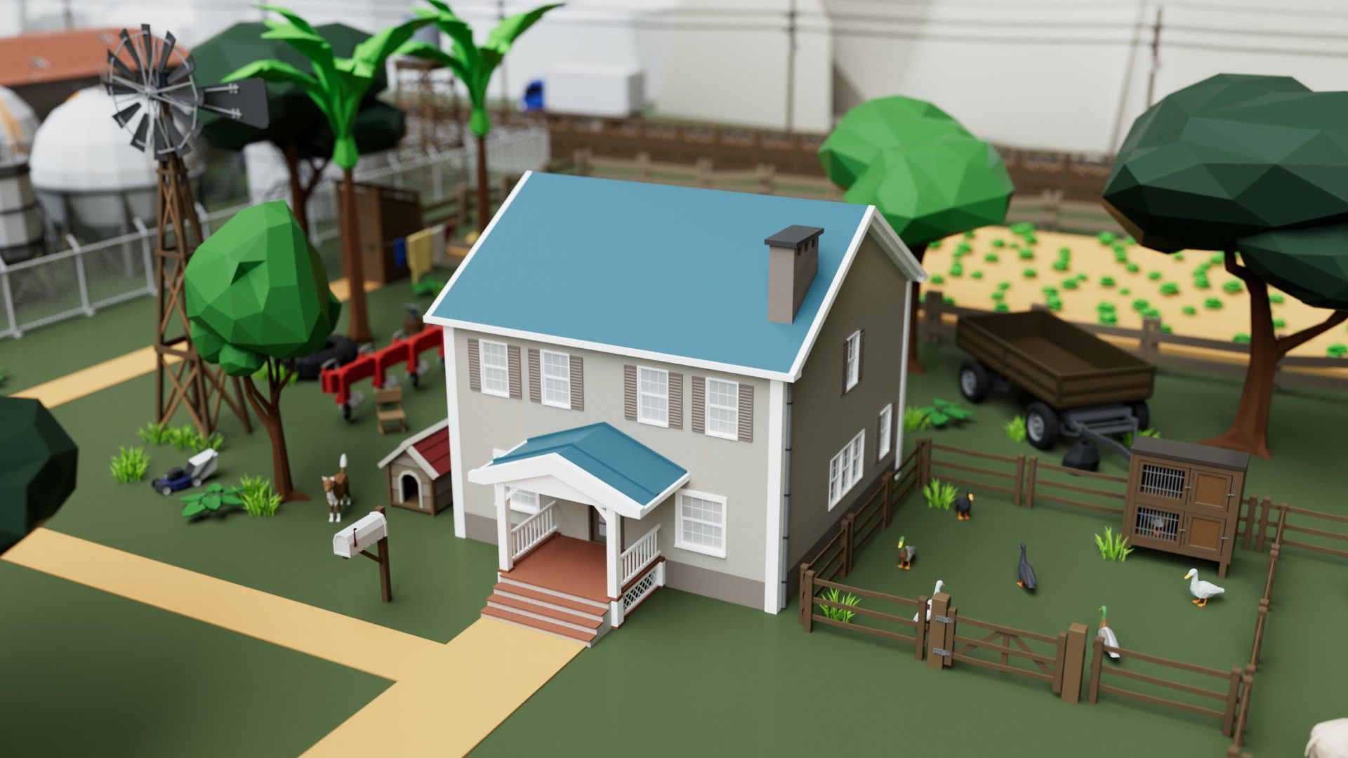 Farm House and Animals Mega Pack for Game Ready Low-poly 3D model_8