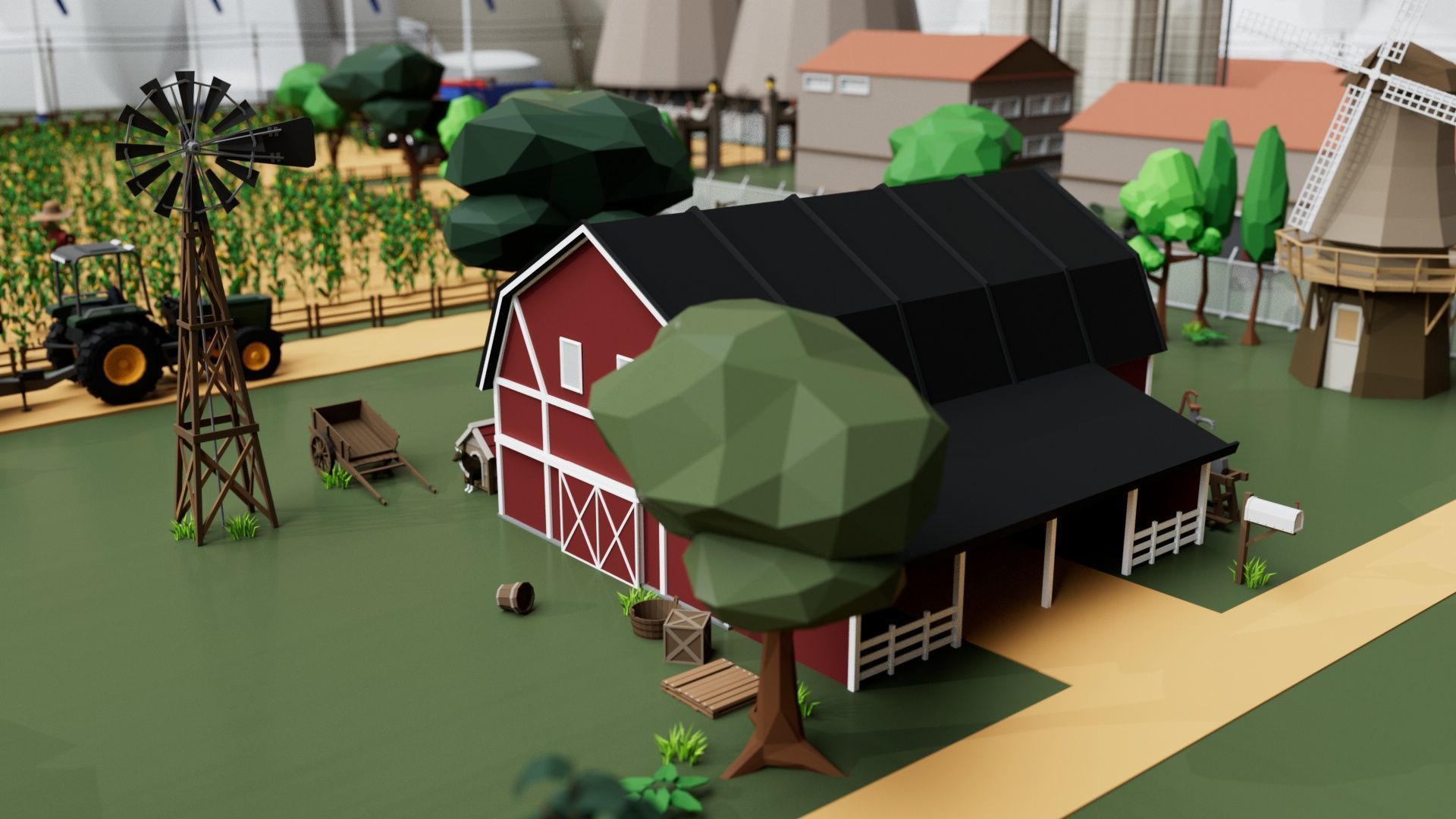 Farm House and Animals Mega Pack for Game Ready Low-poly 3D model_19