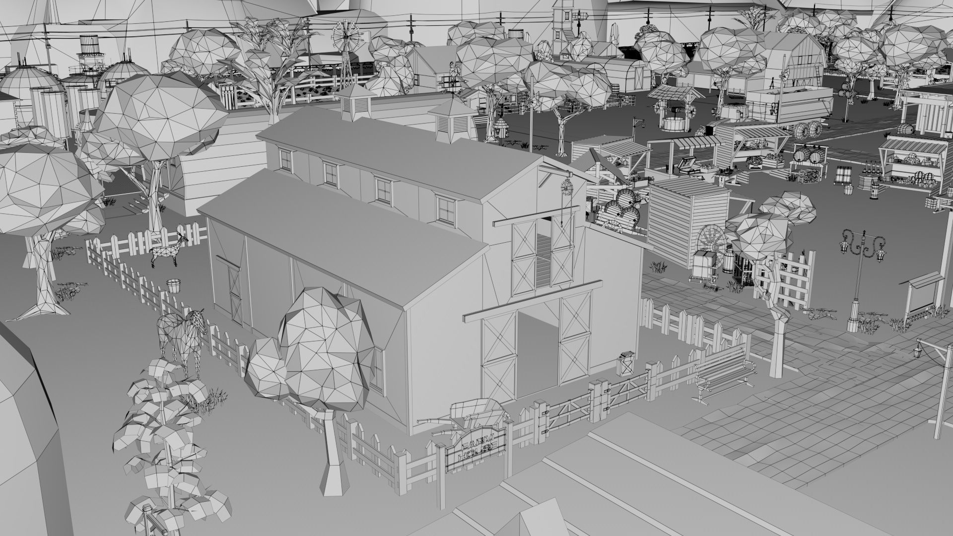 Farm House and Animals Mega Pack for Game Ready Low-poly 3D model_1